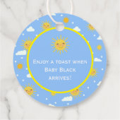 彼女が赤ポップ・アートのちゃんシャワーをポップするときに黄色の太陽 フェイバータグ (裏面)