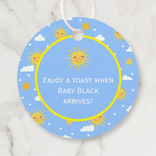 彼女が赤ポップ・アートのちゃんシャワーをポップするときに黄色の太陽 フェイバータグ (裏面)