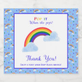 彼女が赤ポップ・アートのちゃんシャワーをポップするとき虹の嵐 スパークリングワインラベル (シングルラベル)