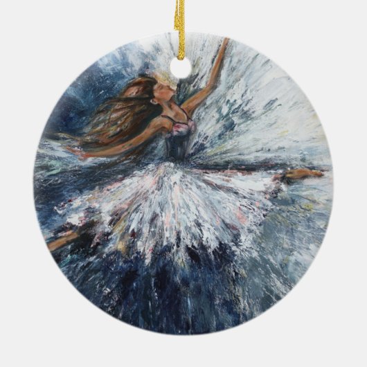 「彼女が飛び跳ねる」アートオーナメント セラミックオーナメント (裏面)