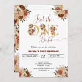 彼女って、とってもかわいい森の1歳の誕生日 招待状 (正面/裏面)