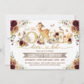 彼女って、なんて素敵なの！～鹿さんだよ♪秋の森の１歳の誕生日 招待状 (正面)