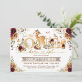 彼女って、なんて素敵なの！～鹿さんだよ♪秋の森の１歳の誕生日 招待状 (スタンド正面)