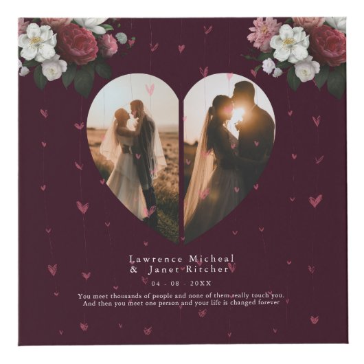 彼女と彼にカスタムとって素晴らしい赤いハートの形の贈り物 フォトキューブ (正面)