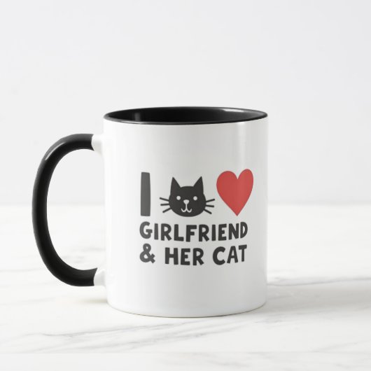 「彼女と彼女の猫が大好き」猫の顔マグカップデザイン マグカップ (左)