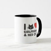 「彼女と彼女の猫が大好き」猫の顔マグカップデザイン マグカップ (正面右)