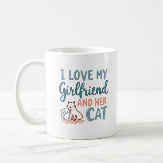 彼女と彼女の猫のマグデザインが好き コーヒーマグカップ (左)