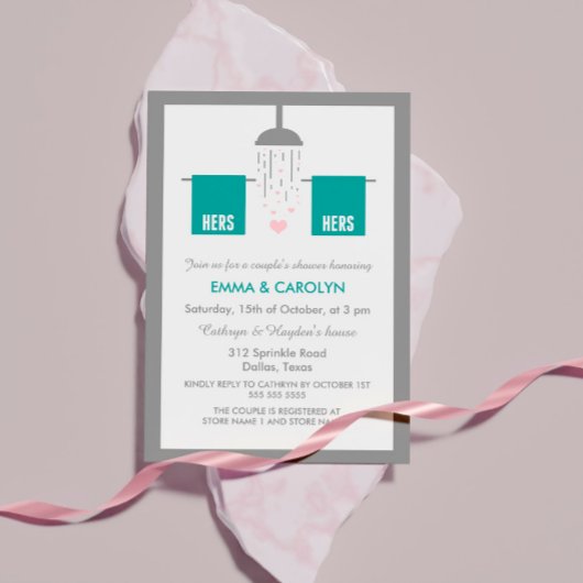 彼女と彼女 | Lesbianカップルのシャワー 招待状