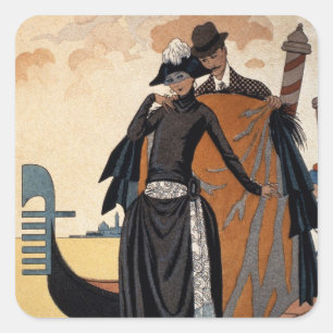 彼女と彼，ファッションイラストレーション, 1921 (ポチョワールp スクエアシール