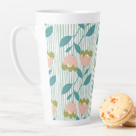 彼女と自然愛好家のためのパステルパターン青 カフェラテマグ