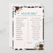 彼女ならどれを選ぶ？ ボヘミアンブライダルシャワーのゲーム 招待状 (正面)