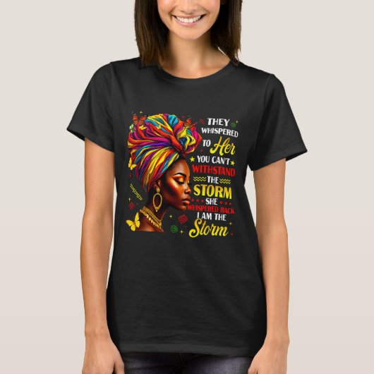 彼女にささやかれた黒人の歴史 メラニン女王 Tシャツ (正面)