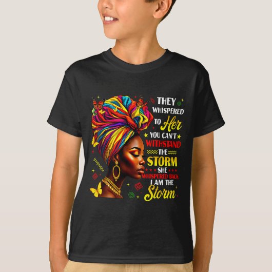 彼女にささやかれた黒人の歴史 メラニン女王 Tシャツ (正面)
