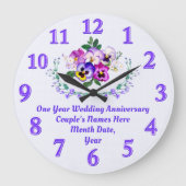 彼女にとって最高の1年記念日の贈り物、いつだって ラージ壁時計 (正面)