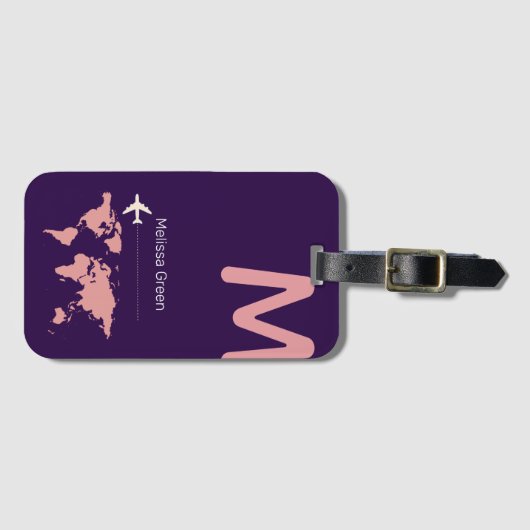 彼女にとって素晴らしいモノグラム/紫の旅行 ラゲッジタグ (正面横)