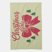 彼女にガーリー対するクリスマスツリー弓の美的ギフト キッチンタオル (縦)
