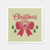 彼女にガーリー対するクリスマスツリー弓の美的ギフト スタンダードカクテルナプキン (正面)
