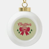 彼女にガーリー対するクリスマスツリー弓の美的ギフト セラミックボールオーナメント (正面)