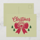 彼女にガーリー対するクリスマスツリー弓の美的ギフト ポストカード (正面/裏面)