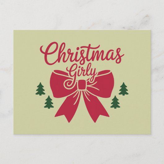 彼女にガーリー対するクリスマスツリー弓の美的ギフト ポストカード (正面)