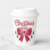 彼女にガーリー対するクリスマスツリー弓の美的ギフト 紙コップ (正面)