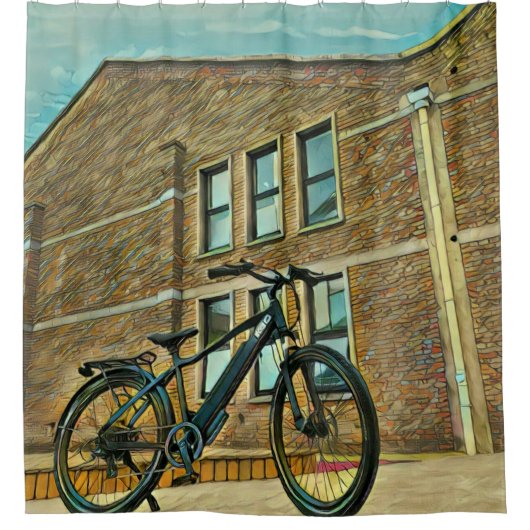 彼女に自転車の贈り物 シャワーカーテン (正面)