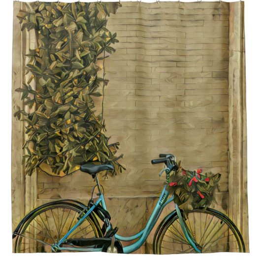 彼女に自転車の贈り物 シャワーカーテン (正面)