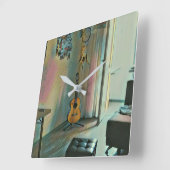 彼女に贈るギターの贈り物 スクエア壁時計 (傾斜)