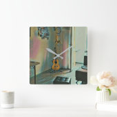 彼女に贈るギターの贈り物 スクエア壁時計 (ホーム)