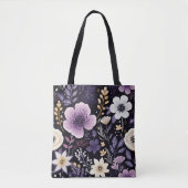 彼女に、母に 女性のためのオーダーメイドのパープルフラワー トートバッグ (正面)