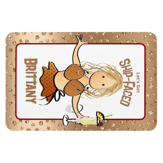 彼女のおもしろいブロンドパーティーガールのためのクルーズ船ドア マグネット (横)