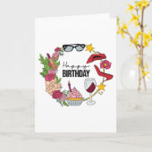 彼女のおもしろいモダンレディースアクセサリー誕生日カード カード (黄色い花)