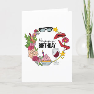 彼女のおもしろいモダンレディースアクセサリー誕生日カード カード