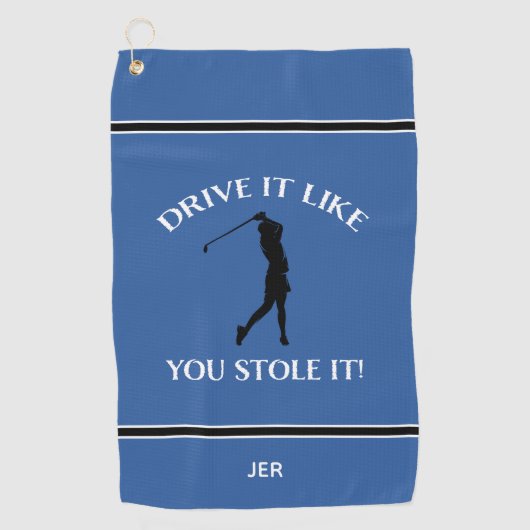彼女のおもしろいモノグラムのスポーツブルー碁のためのゴルファーのユーモア ゴルフタオル (正面)