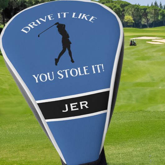 彼女のおもしろいモノグラムスポーツブルーのためのゴルファーのユーモア ゴルフヘッドカバー