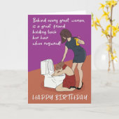 彼女のおもしろいユーモアのナイトアウト友人誕生日カード カード (黄色い花)