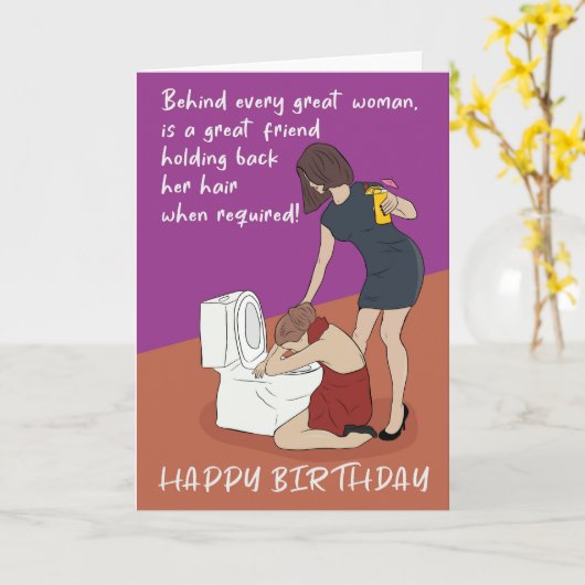 彼女のおもしろいユーモアのナイトアウト友人誕生日カード カード (黄色い花)