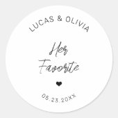 彼女のお気に入りのトレンディー結婚のキャンディの好意カスタム ラウンドシール (正面)