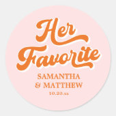 彼女のお気に入りのレトロディスコの結婚キャンディのお願い ラウンドシール (正面)