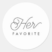 彼女のお気に入りの結婚式の引き出物モダン書 ラウンドシール (正面)