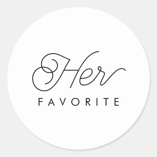 彼女のお気に入りの結婚式の引き出物モダン書 ラウンドシール (正面)