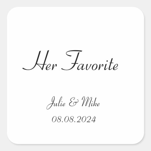 彼女のお気に入りの結婚式の引き出物 スクエアシール (正面)