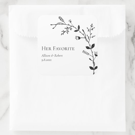 彼女のお気に入りの蛇行つる植物結婚式の引き出物 スクエアシール (バッグ)