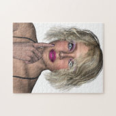 彼女のかわいらし顔に触れる女性 ジグソーパズル (横)