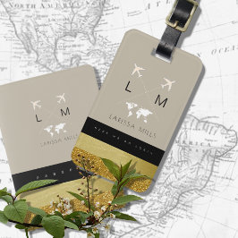 彼女のためにシックな旅行荷物タグとモノグラム ラゲッジタグ