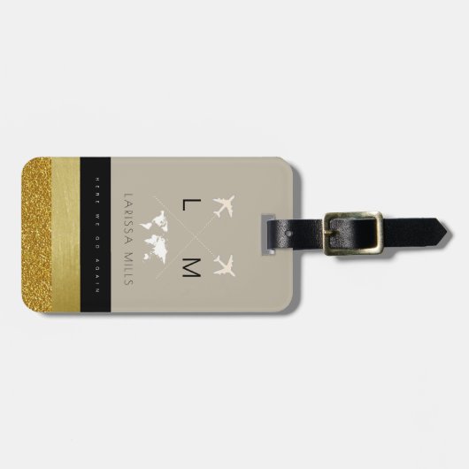 彼女のためにシックな旅行荷物タグとモノグラム ラゲッジタグ (正面横)