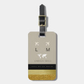 彼女のためにシックな旅行荷物タグとモノグラム ラゲッジタグ (正面縦)
