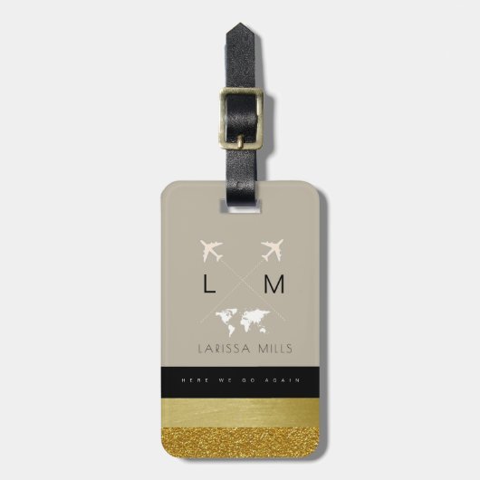 彼女のためにシックな旅行荷物タグとモノグラム ラゲッジタグ (正面縦)