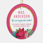 彼女のために私のお気に入りの先生クリスマスピンク セラミックオーナメント (左)