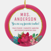 彼女のために私のお気に入りの先生クリスマスピンク セラミックオーナメント (裏面)